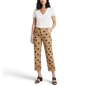 NWT J. Crew Chino Brown Khaki Black Polka Dot High-Rise Pants Cuffed Size 14 NEW